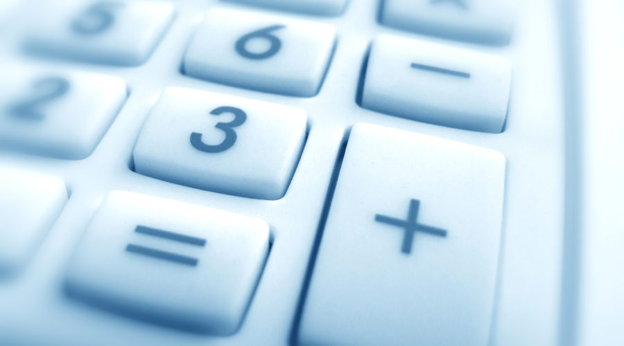 Close up of calculator keypad